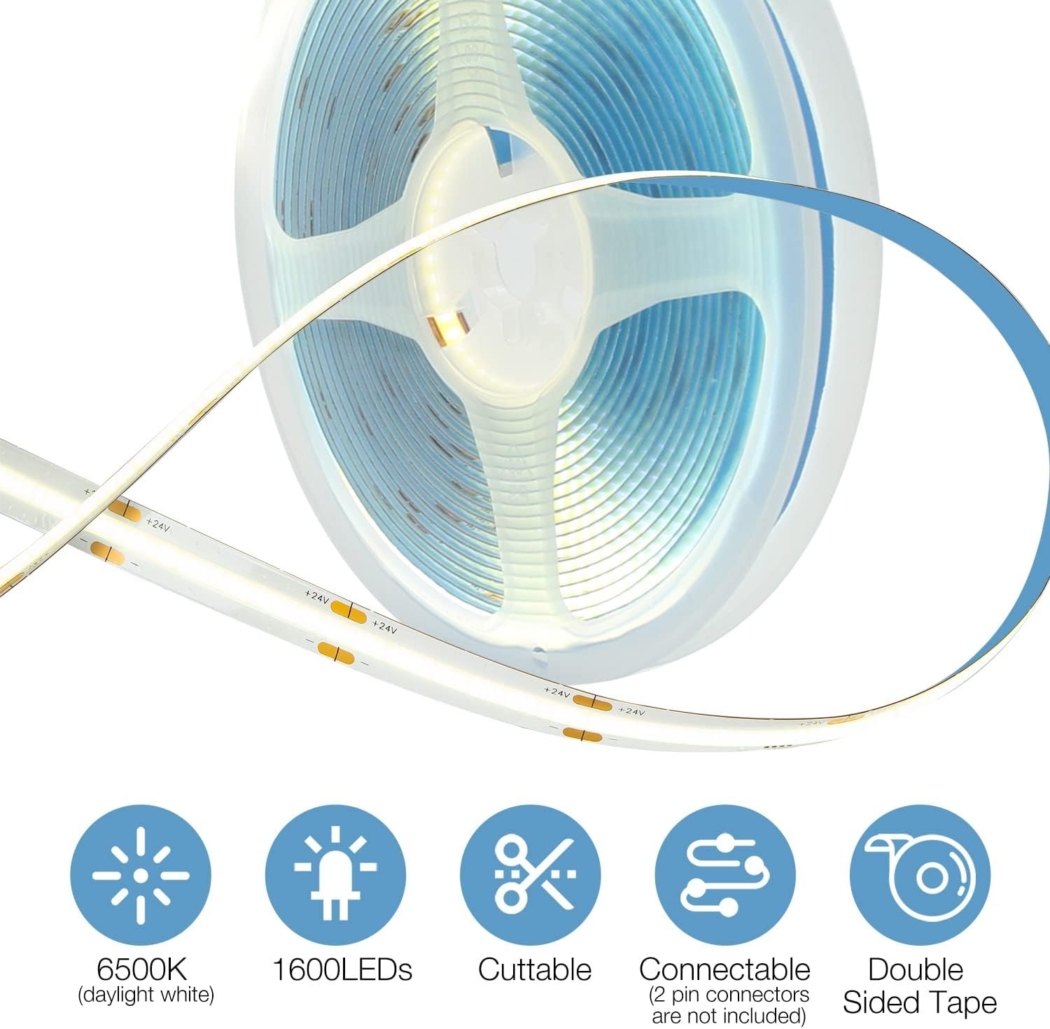 Factory Wholesale Flexible COB LED Strip Light, 12V/24V, 480 LEDs/m, CE RoHS CUL UKCA Certified, 5-Year Warranty - Image 2