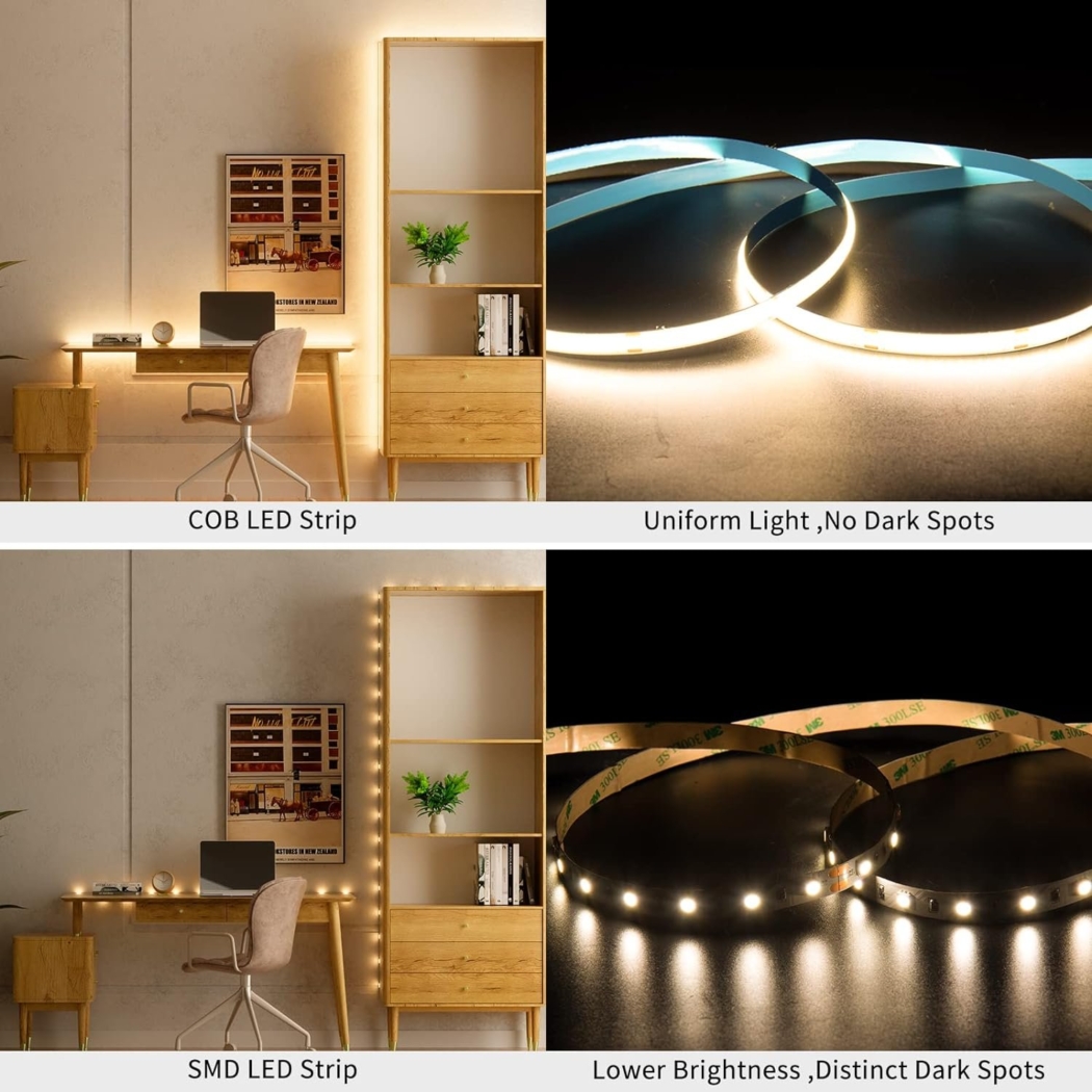 Hot Sale in Factory COB LED Strip 320 LEDs IP20 DC 12V Warm White Furniture Wardrobe Decor Flexible LED Tape Light - Image 3