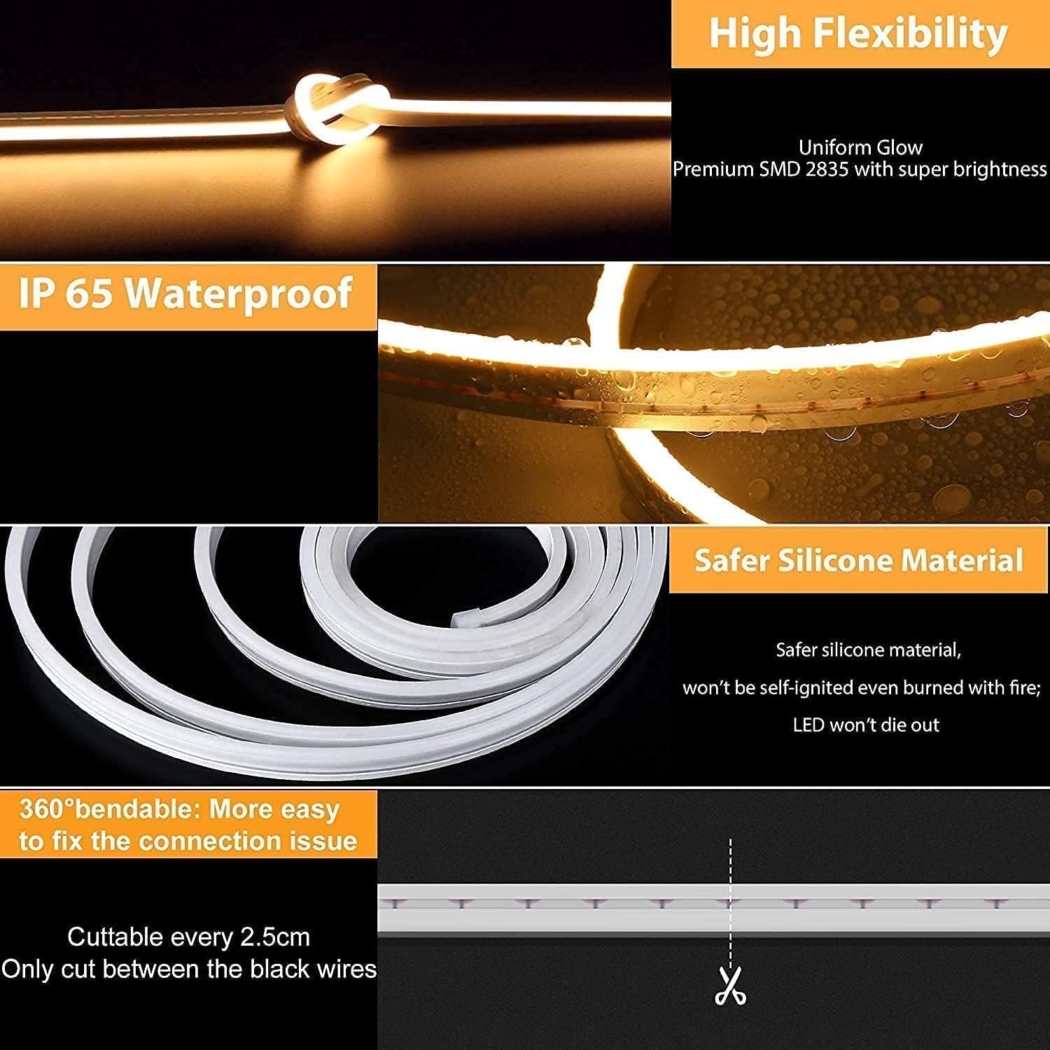 Wholesale Factory Flexible COB LED Strip Light, 12V/24V, 320 LEDs/m, CE RoHS CUL UKCA Certified, 5-Year Warranty - Image 5