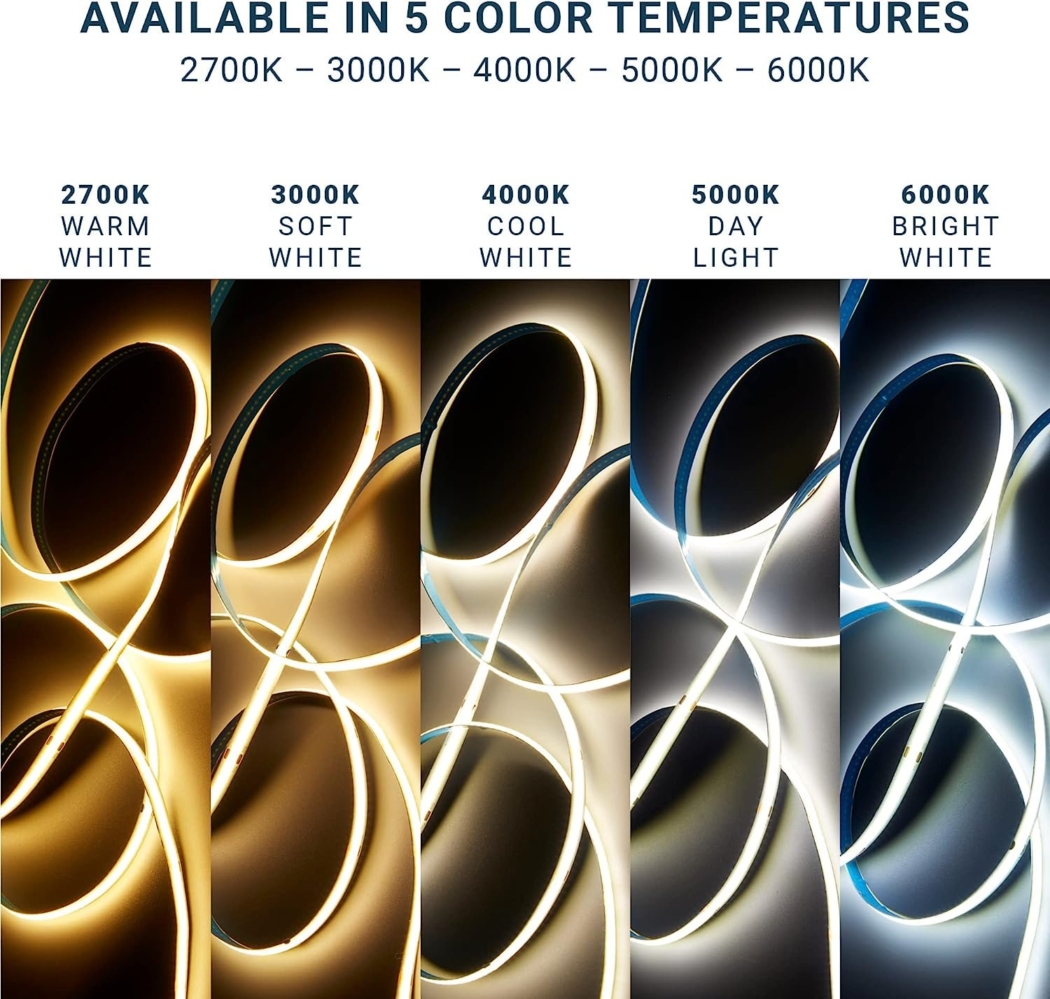 Professional In-stock COB LED Strip Light, 5m/10m, 12V/24V, Wholesale High Quality Flexible COB Light Strip - Image 5