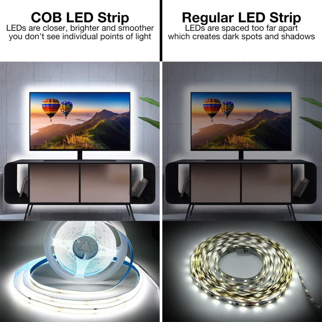 Professional In-stock COB LED Strip Light, 5m/10m, 12V/24V, Wholesale High Quality Flexible COB Light Strip - Image 6