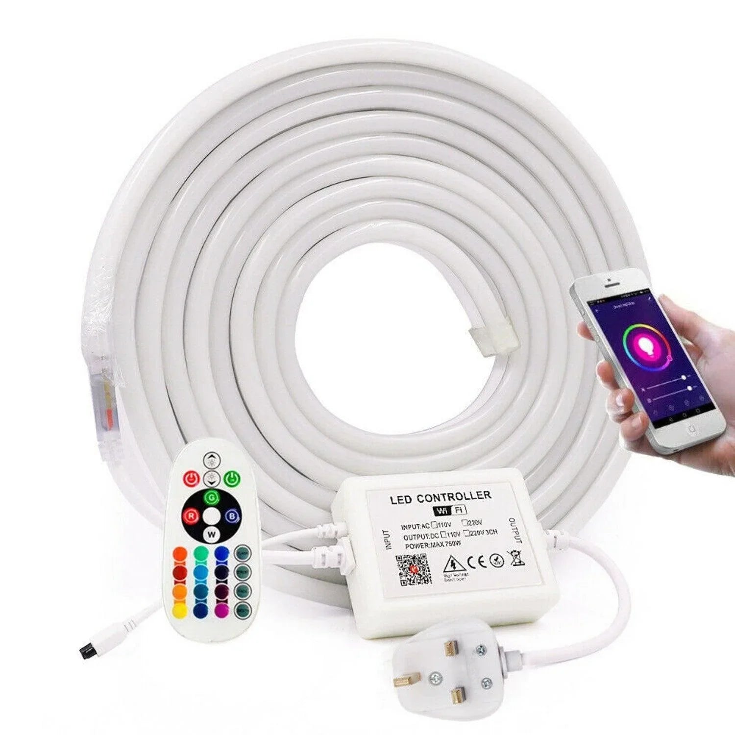 RGBNeonFlex220V240VWIFI.jpg RGB Neon Flex 220V 240V 10x20mm IP65 WIFI App Control work with Alexa and Google - Image 3