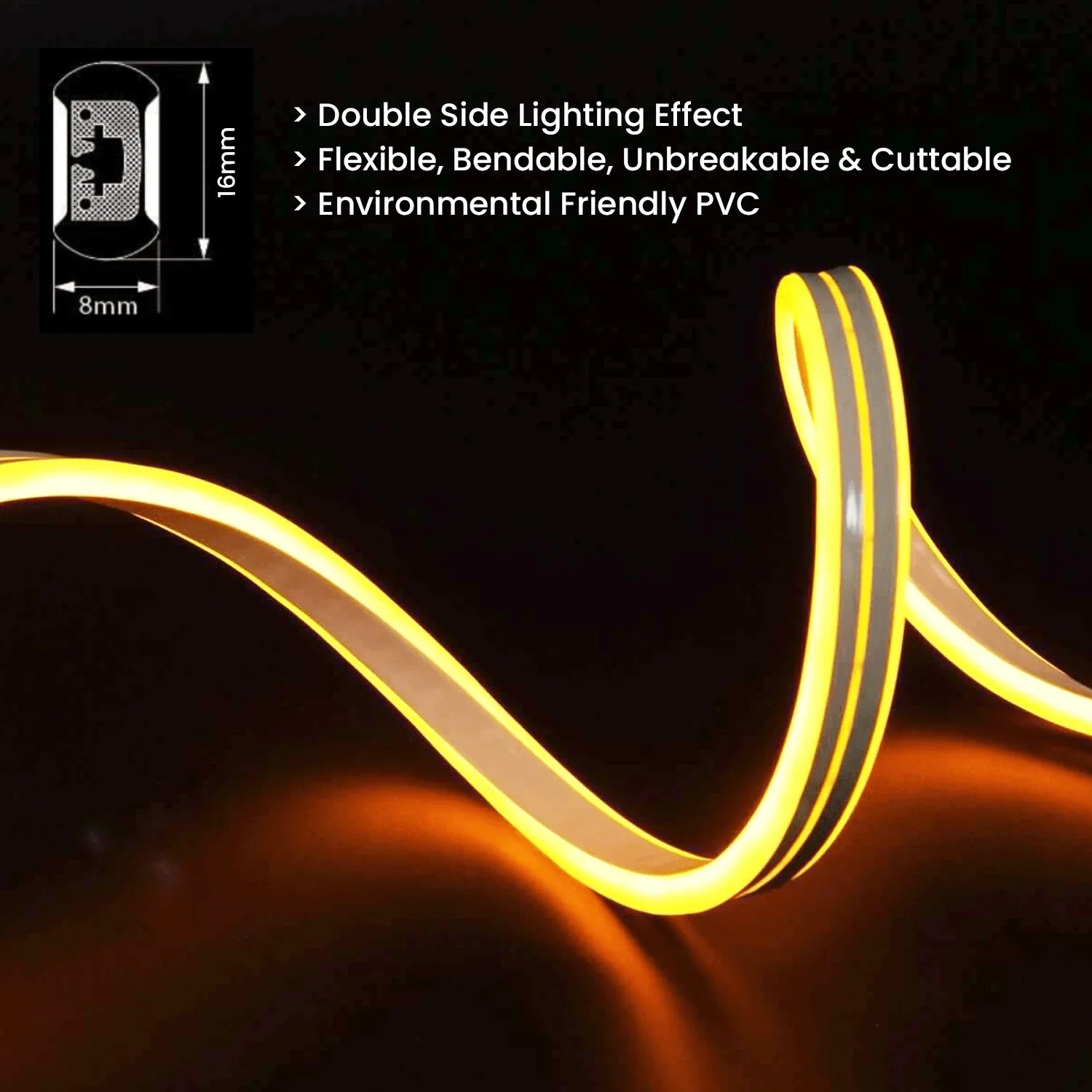 ww-neon-flex-1.jpg Warm White LED Neon Flex Double Side 220V 240V 120LED/m 8x16mm IP67 Waterproof Full Kit - Image 3