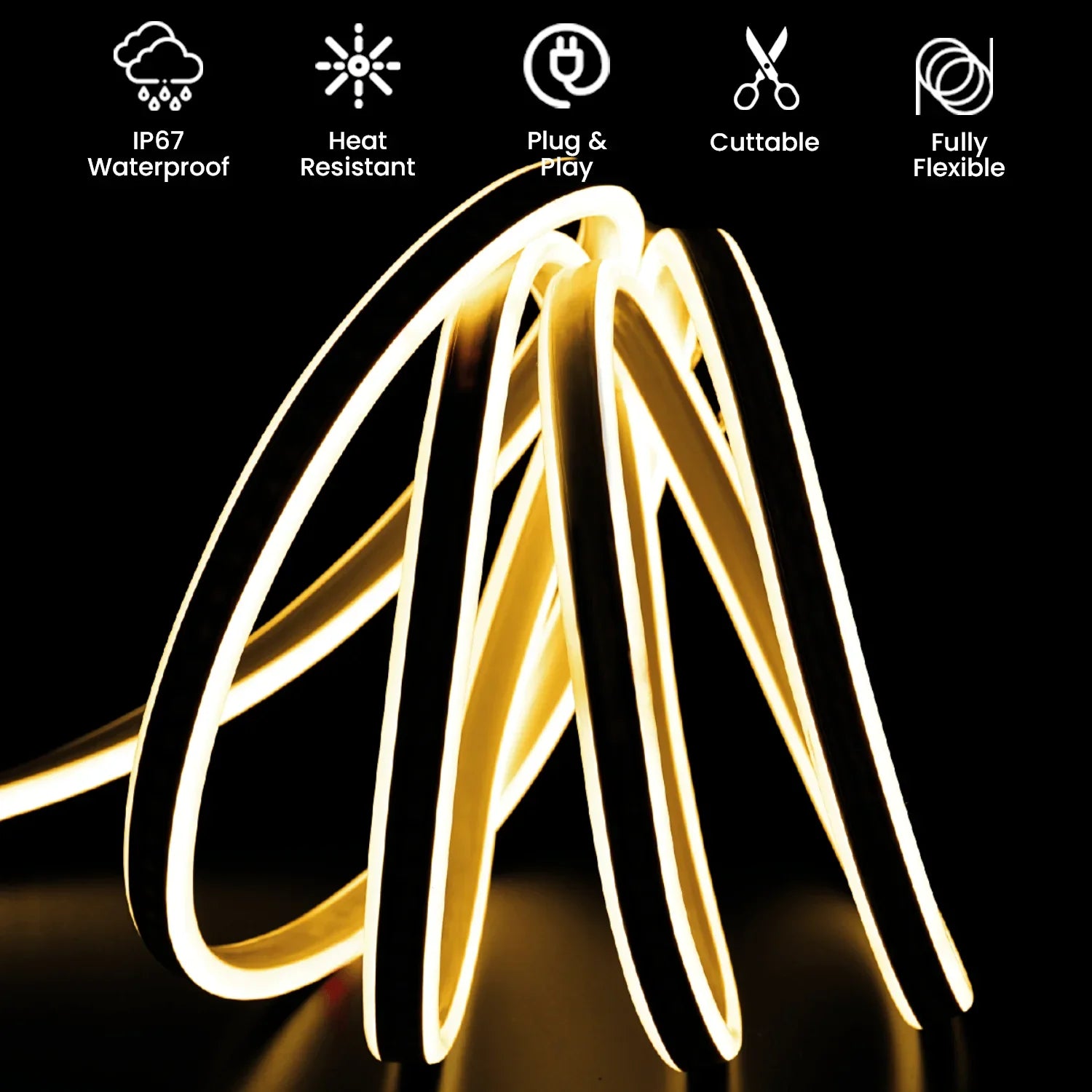 ww-neon.jpg Warm White LED Neon Flex Double Side 220V 240V 120LED/m 8x16mm IP67 Waterproof Full Kit